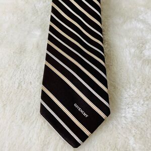 Givenchy Elegant Brown and Tan Diagonal Logo Tie